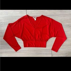 Orange Red Forever 21 V-Neck Blouse